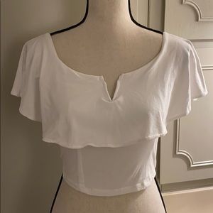 White off-shoulder crop top